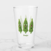 Cute singing okra Plant cartoon Glas (Voorkant)