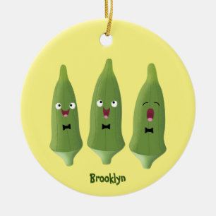 Cute singing okra Plant cartoon Keramisch Ornament