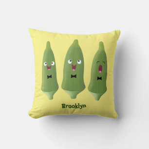 Cute singing okra Plant cartoon Kussen