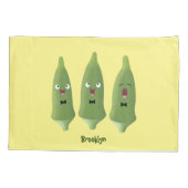 Cute singing okra Plant cartoon Kussensloop (Achterkant)