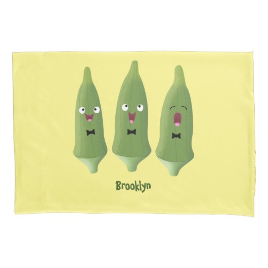 Cute singing okra Plant cartoon Kussensloop (Voorkant)