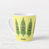 Cute singing okra Plant cartoon Latte Mok (Linkerhoek)