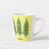 Cute singing okra Plant cartoon Latte Mok (Rechts)