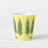 Cute singing okra Plant cartoon Latte Mok (Voorkant)