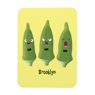 Cute singing okra Plant cartoon Magneet