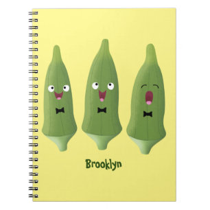 Cute singing okra Plant cartoon Notitieboek