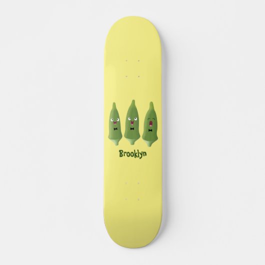 Cute singing okra Plant cartoon Skateboard (Voorkant)