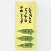 Cute singing okra Plant cartoon Spandoek (Verticaal)