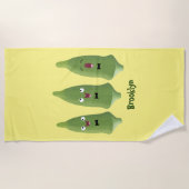 Cute singing okra Plant cartoon Strandlaken (Voorkant)