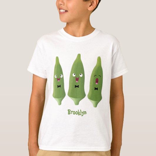 Cute singing okra Plant cartoon T-shirt (Voorkant)