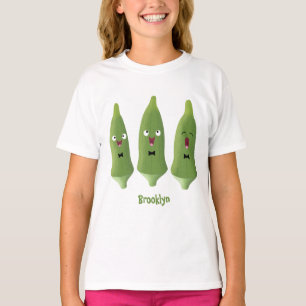 Cute singing okra Plant cartoon T-shirt
