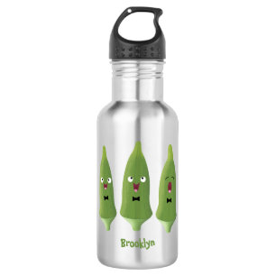 Cute singing okra Plant cartoon Waterfles