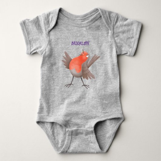 Cute singing robin cartoon baby bodysuit (Voorkant)