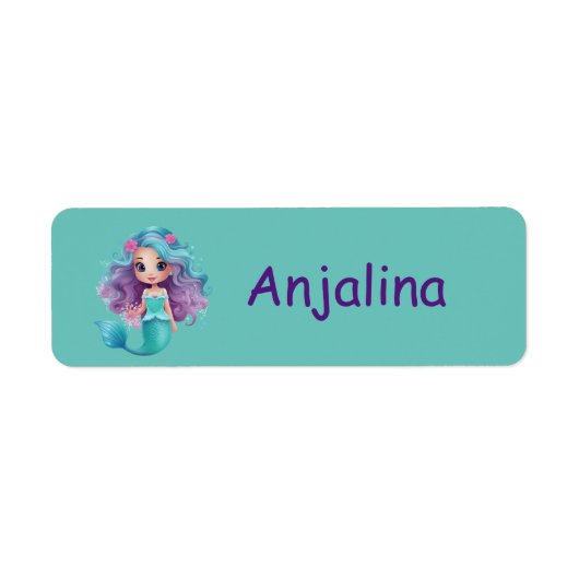 Cute sirène enfants nom étiquette (Devant)