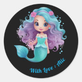 Cute sirène enfants nom étiquette (Devant)