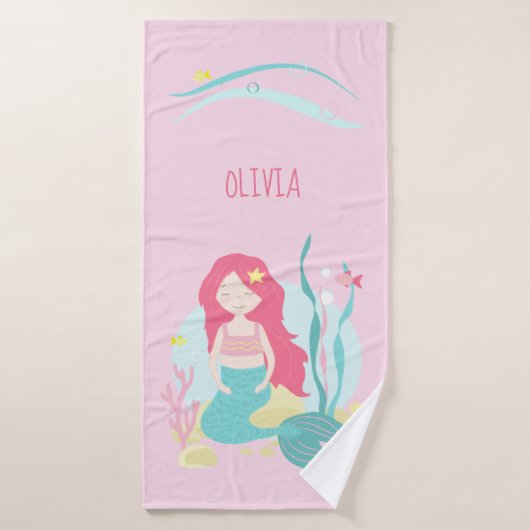    Cute sirène rose et menthe   (Serviette de bain)