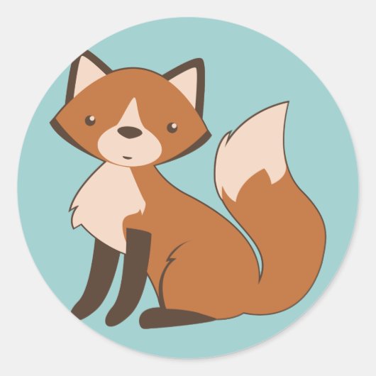 Cute Sitting Fox Ronde Sticker (Voorkant)