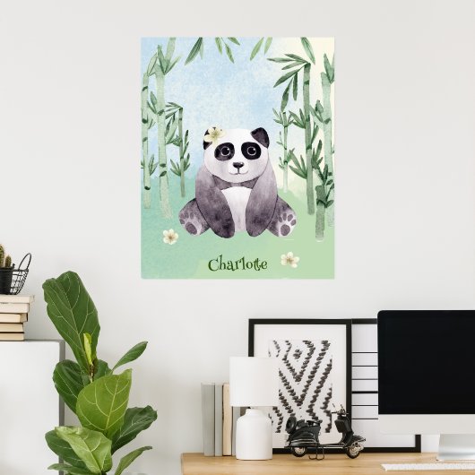 Cute Sitting Panda Poster (Thuiskantoor)