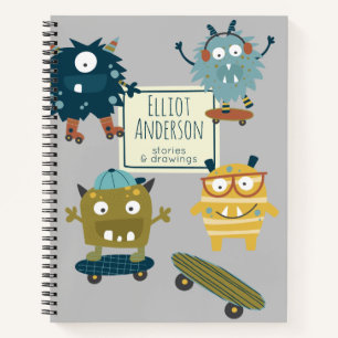 Cute Skateboard Monsters Personeelsverhaal Notitieboek