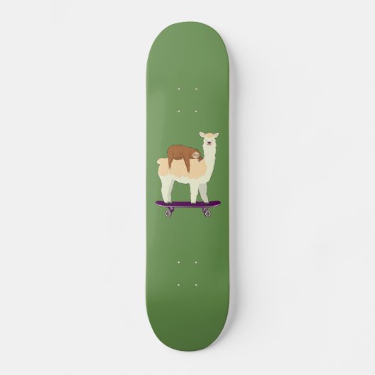 Cute Skateboarding Llama met Slapende Sloth Cft Skateboard (Voorkant)