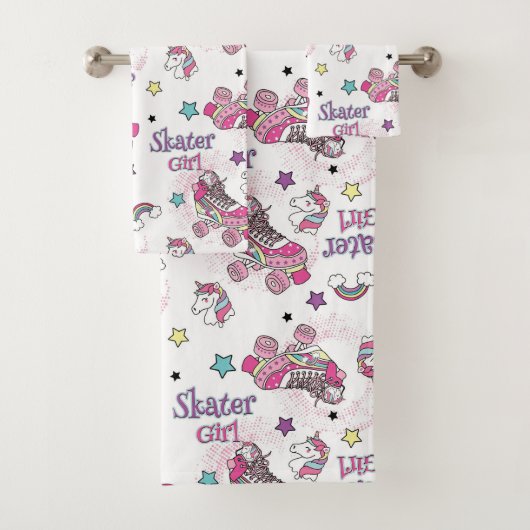 Cute Skater Girl Unicorn Roller Skate Pattern (En situation)