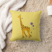 Cute Skating Giraffe met bloemen geel Kind Kussen (Deken)