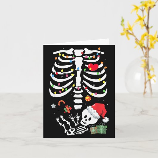 Cute Skeleton Baby Xmas Maternity Mom Pregnancy Ch Kaart (Gele Bloem)
