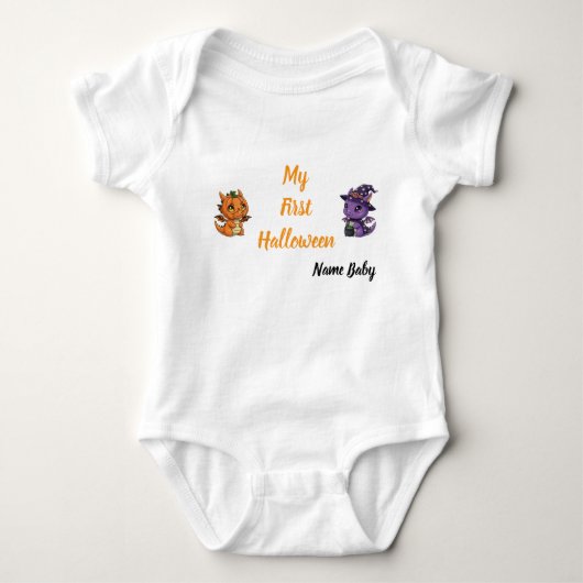 Cute Skeleton Dragon My First Halloween Baby Romper (Voorkant)
