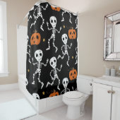 Cute Skeleton en pomkin Pattern Douchegordijn (In situ)