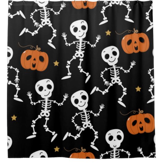 Cute Skeleton en pomkin Pattern Douchegordijn (Voorkant)