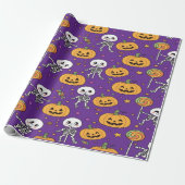 Cute Skeleton Fun For Halloween Cadeaupapier (Uitgerold)