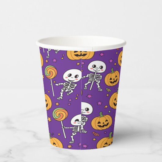 Cute Skeleton Fun For Halloween Papieren Bekers (Rechts)