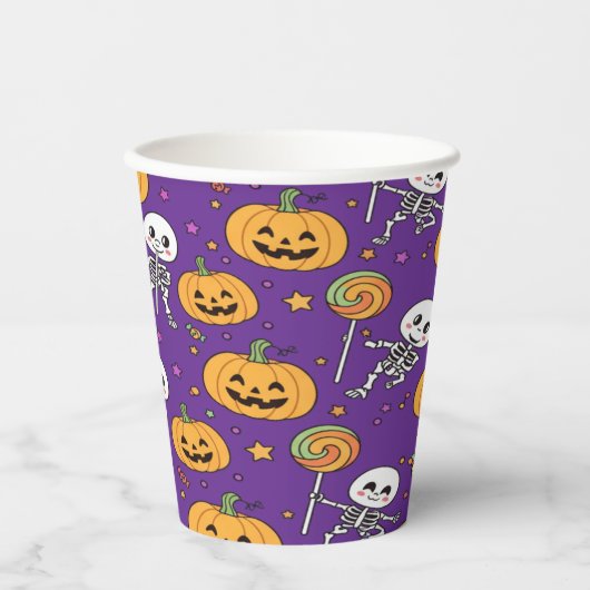 Cute Skeleton Fun For Halloween Papieren Bekers (Voorkant)