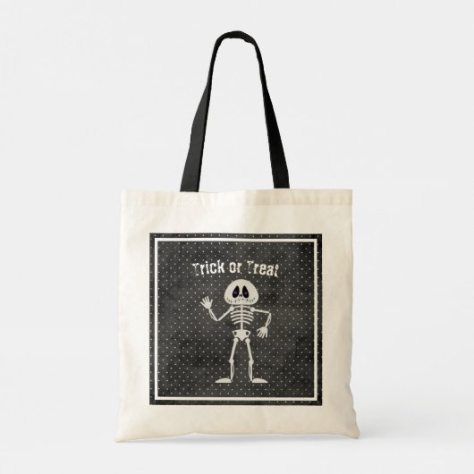 Cute Skeleton Halloween Trick or treat Canvas tas (Achterkant)