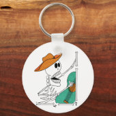 Cute Skeleton Singing Cowboy Plays Guitar Sleutelhanger (Voorkant)