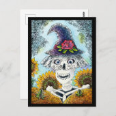 Cute Skeleton Witch Halloween briefkaart (Voorkant / Achterkant)