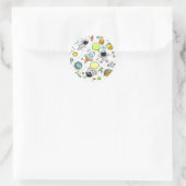 Cute Sketch Space Astronomy Astronaut Pattern Ronde Sticker (Tas)