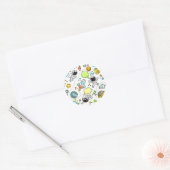 Cute Sketch Space Astronomy Astronaut Pattern Ronde Sticker (Envelop)