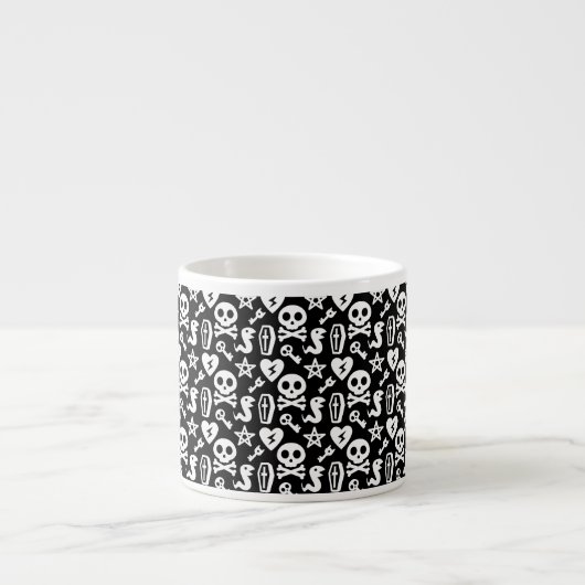 Cute Skull and Crossbone Halloween Pattern Espresso Kop (Voorkant)