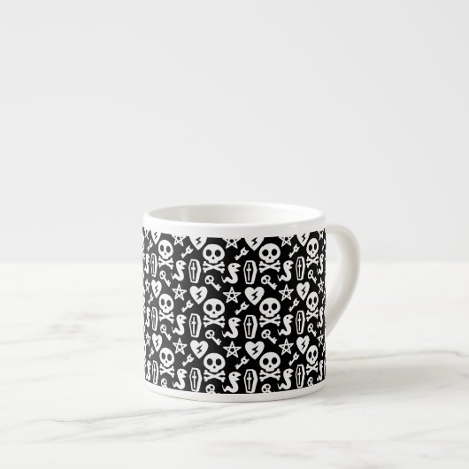 Cute Skull and Crossbone Halloween Pattern Espresso Kop (Voorkant rechts)