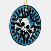 Cute Skull and Crossbones Light Blue Keramisch Ornament (Rechts)