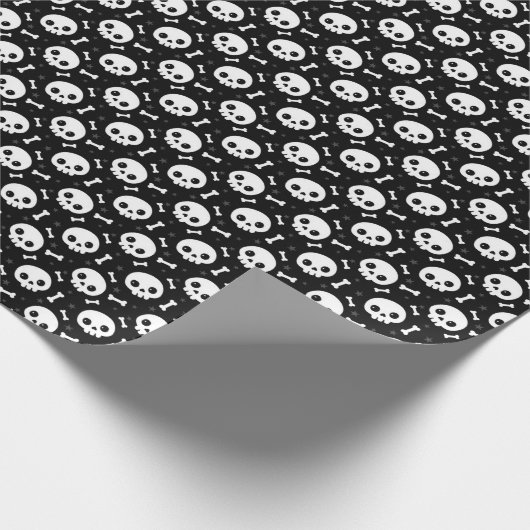 Cute Skull & Bones Halloween Pattern Cadeaupapier (Hoek)