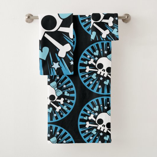 Cute Skull en Crossbones - Blue Bad Handdoek (Insitu)