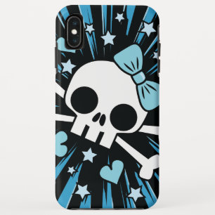 Cute Skull en Crossbones - Blue iPhone XS Max Hoesje