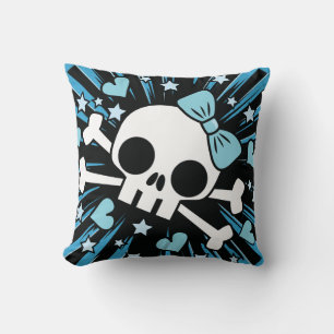 Cute Skull en Crossbones - Blue Kussen