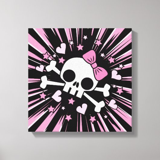 Cute Skull en Crossbones Canvas Afdruk (Voorkant)