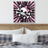 Cute Skull en Crossbones Canvas Afdruk (Insitu (Slaapkamer))