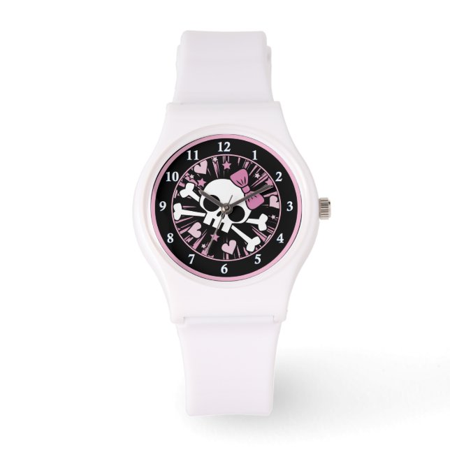 Cute Skull en Crossbones Horloge (Voorkant)