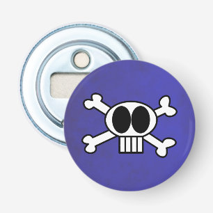 Cute Skull en Crossbones met Big Black Eyes Button Flesopener