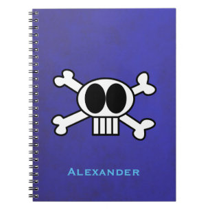 Cute Skull en Crossbones personaliseren Notitieboek